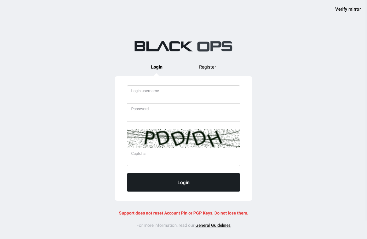 Uninterrupted operation of the Black Ops darknet market